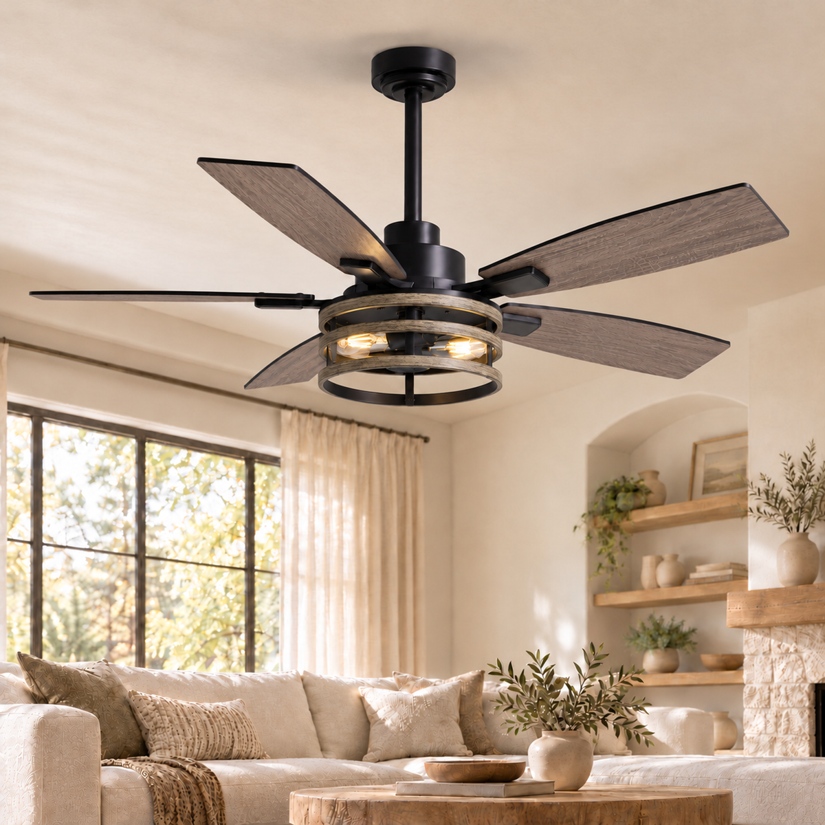 Orokin 46-In Farmhouse Caged Ceiling Fan