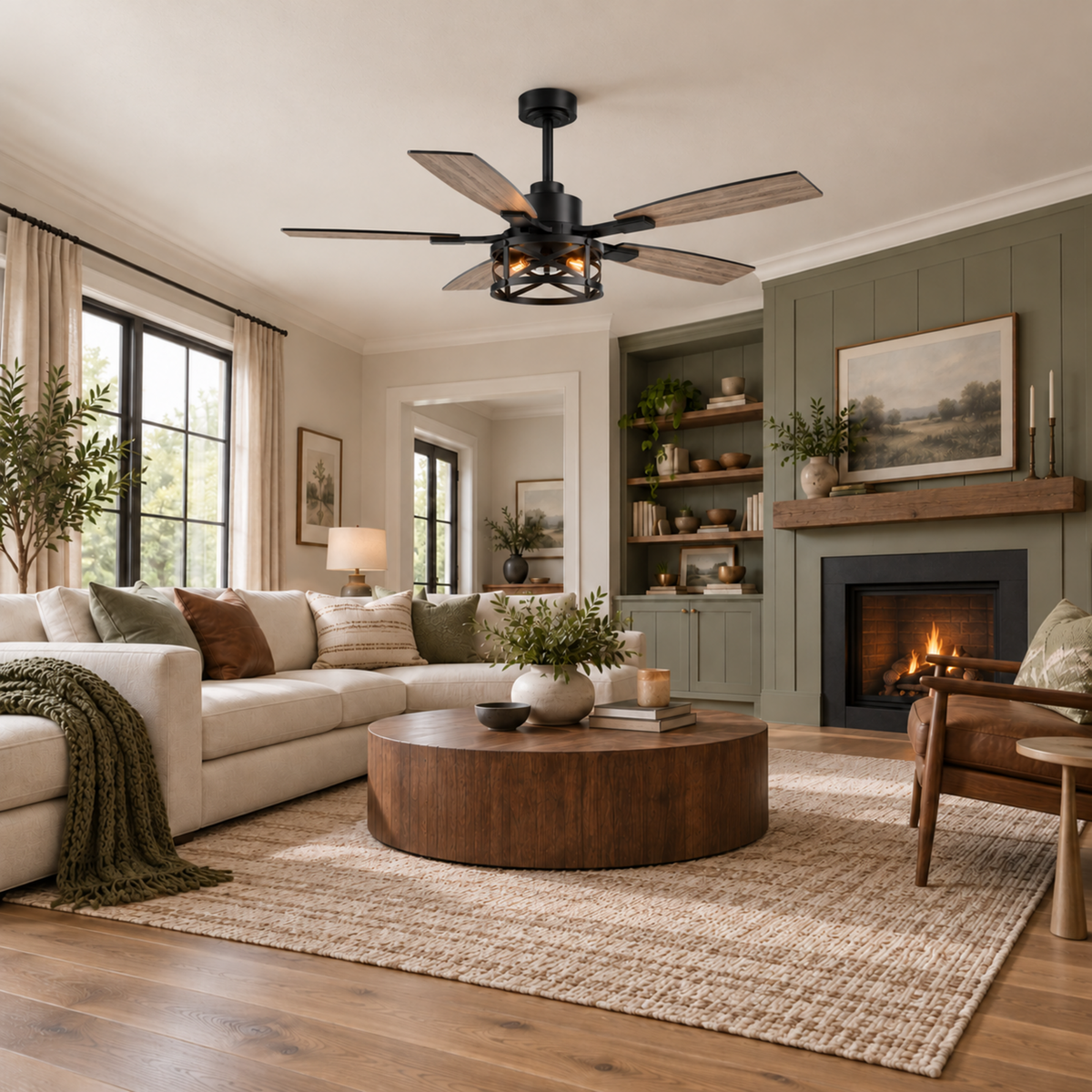 Barnwell 52-In Farmhouse Cage Ceiling Fan