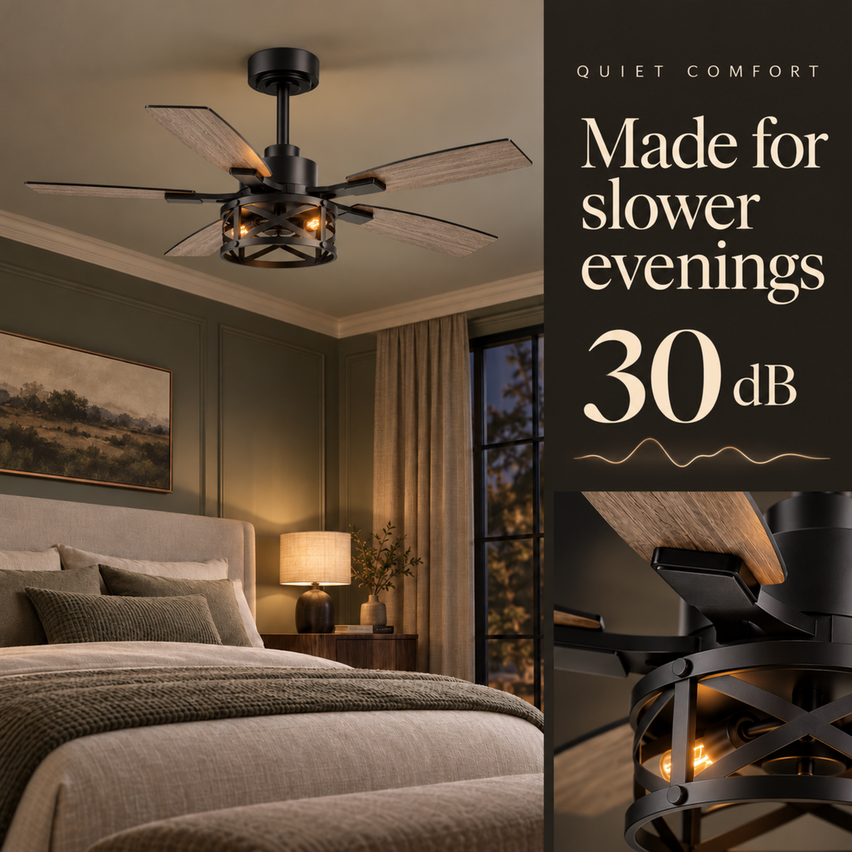 Barnwell 52-In Farmhouse Cage Ceiling Fan