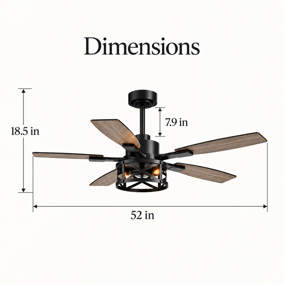 Barnwell 52-In Farmhouse Cage Ceiling Fan