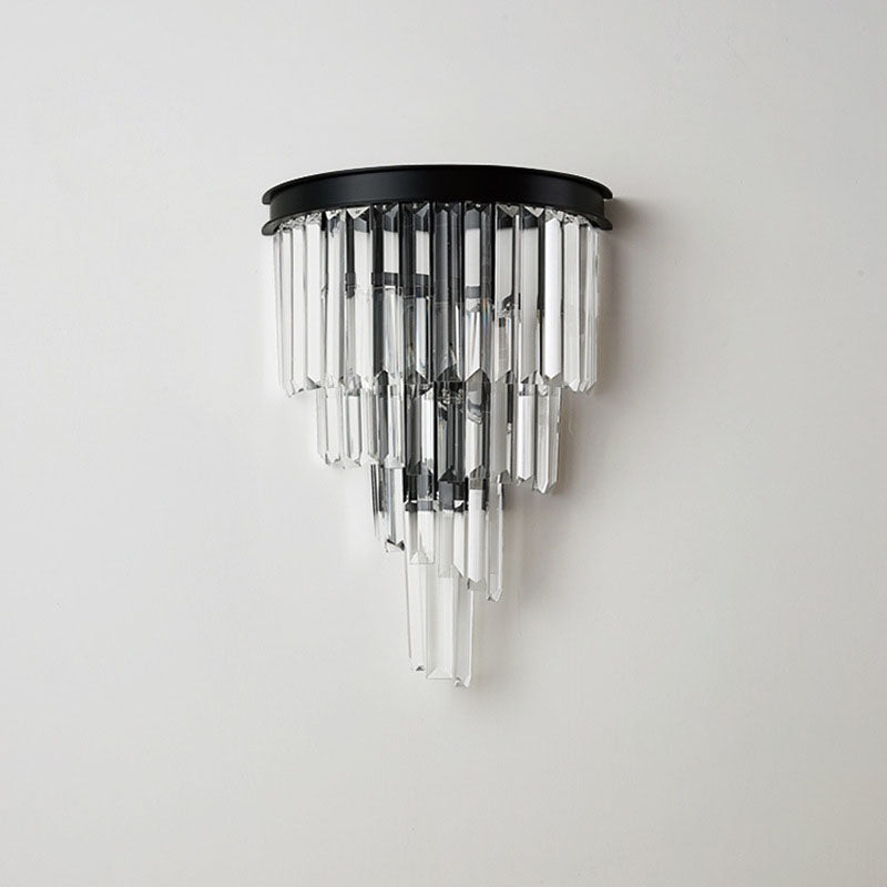 Modern 4-Tiers Crystal Wall Sconce - Black | Siljoy