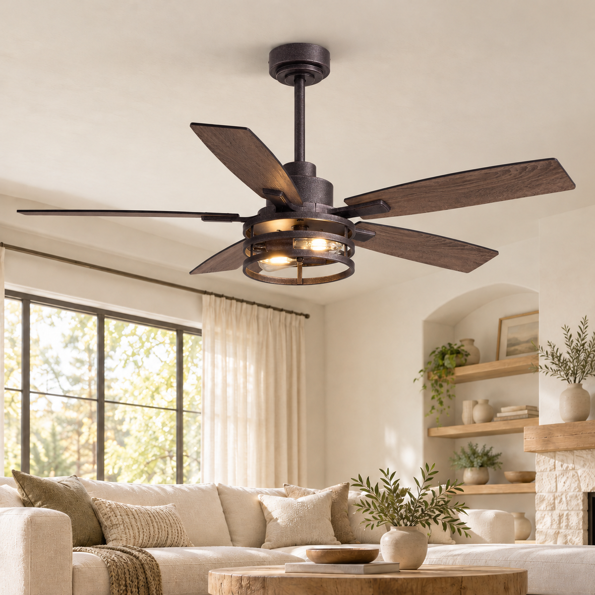 Orokin 52-In Farmhouse Caged Ceiling Fan