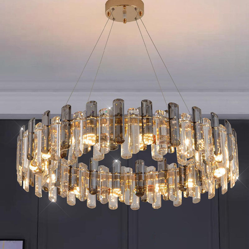 Round Glass Shade Gold Chandelier | Sofary