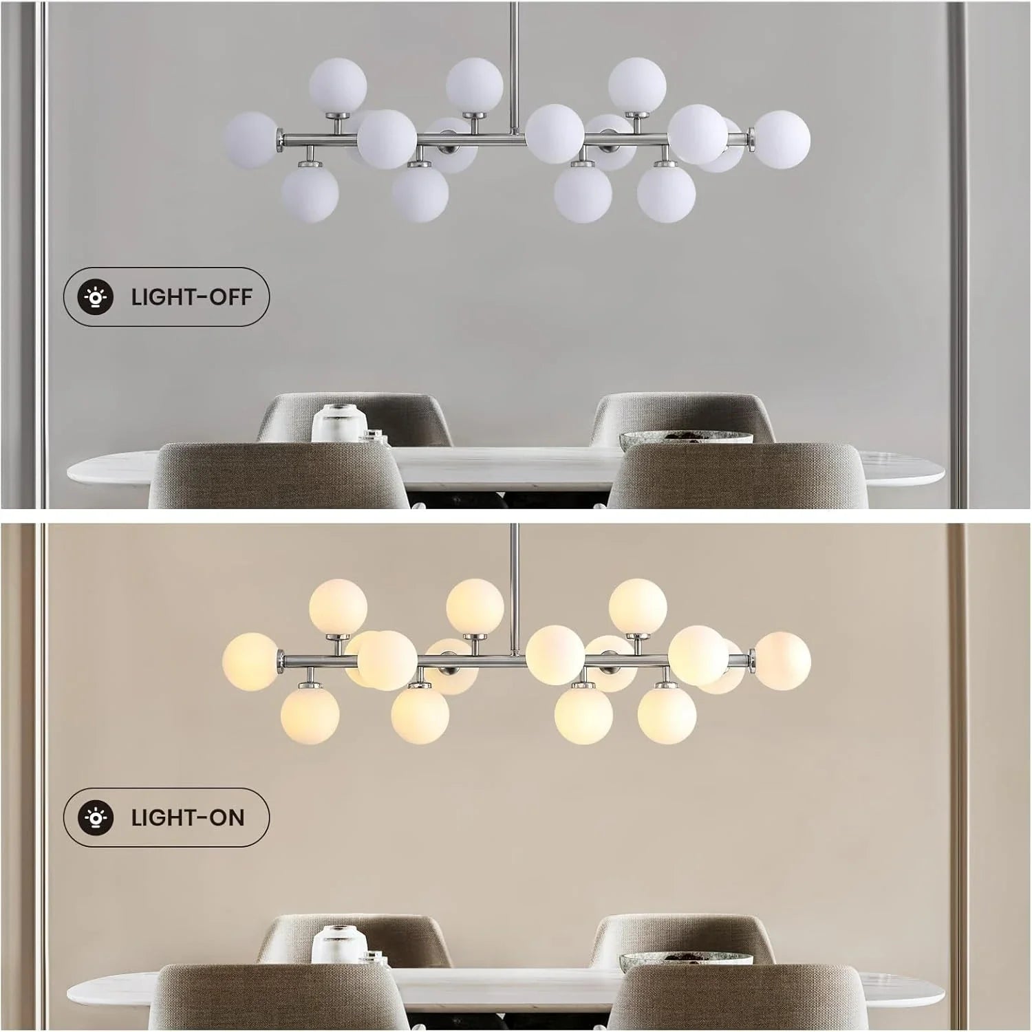 Brushed Nickel Glass Globe Sputnik Chandelier-Sofary Lighting