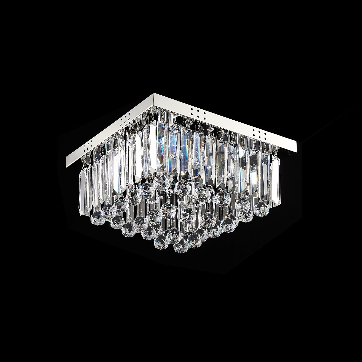 Square Rain Drop Crystal Ceiling Light - Contemporary Lighting Fixture