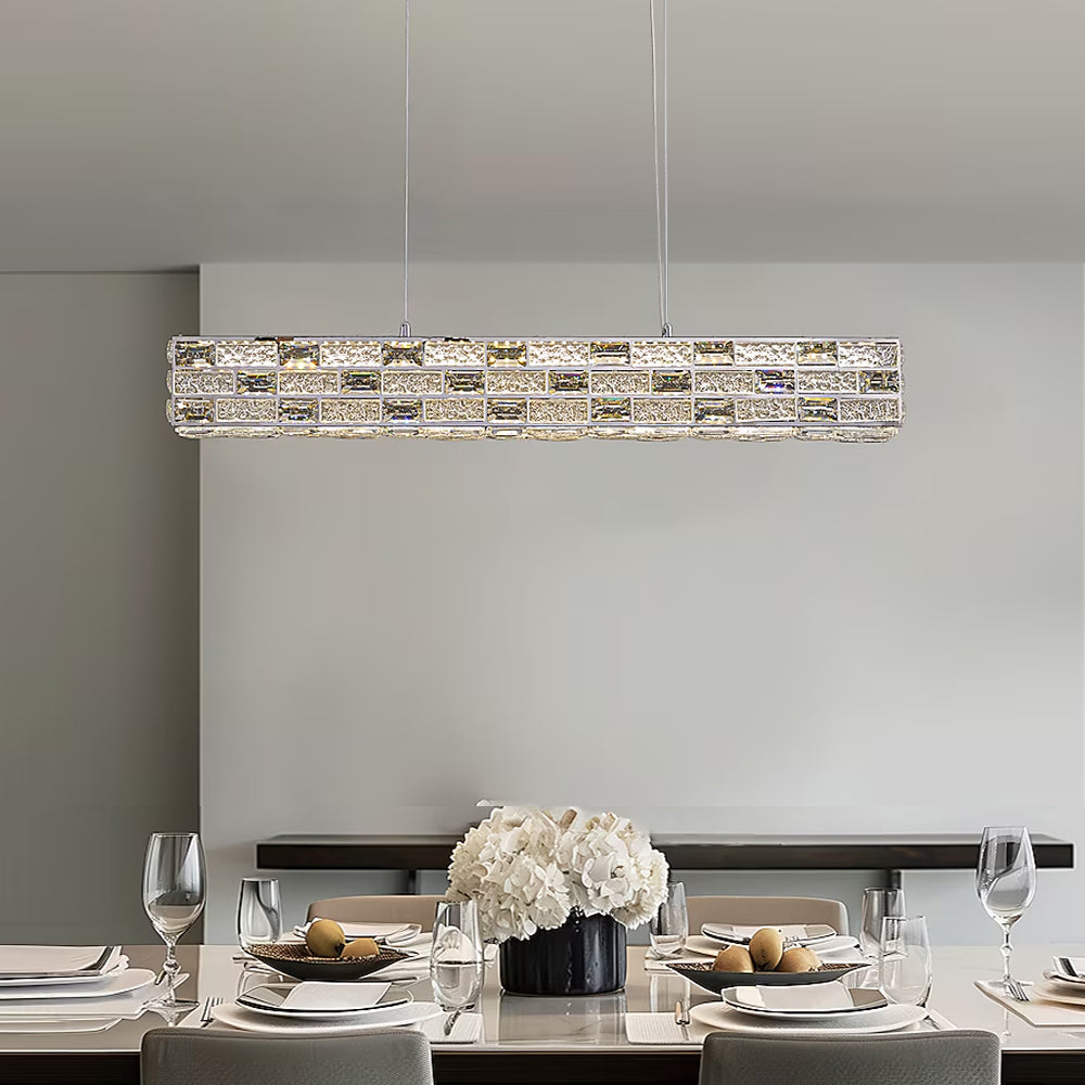 CrystalGlow Modern Linear Chandelier - Siljoy Lighting