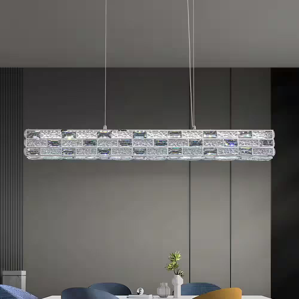CrystalGlow Modern Linear Chandelier - Siljoy Lighting