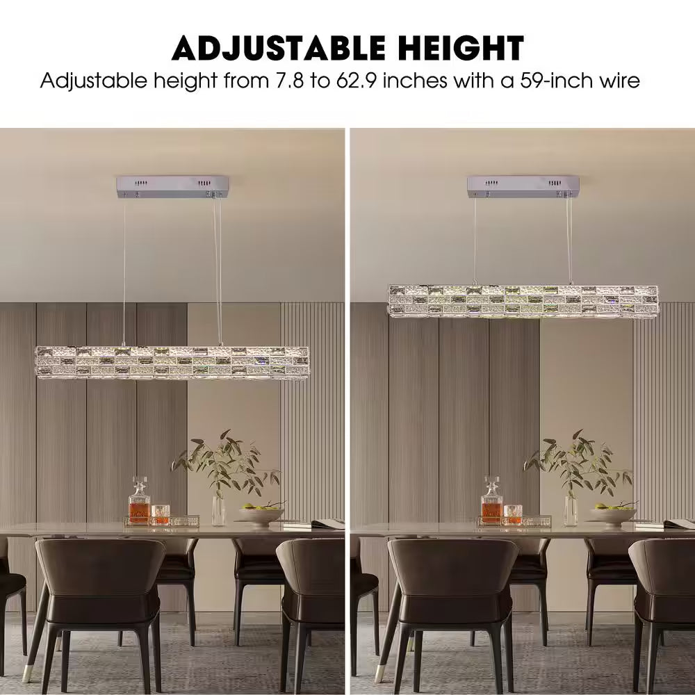CrystalGlow Modern Linear Chandelier - Siljoy Lighting