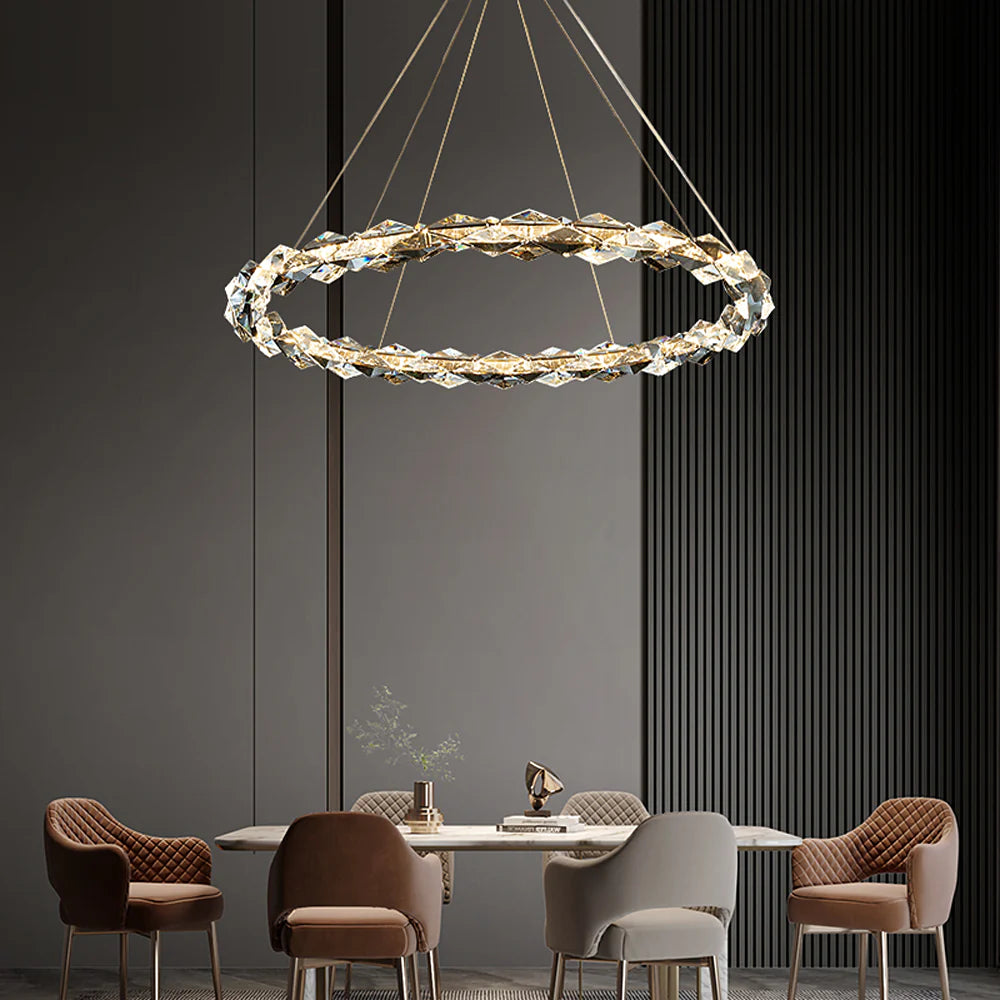 Crystal Ring Chandelier with Faceted Edge Design – Available in Multiple Sizes | Sofary Lighting