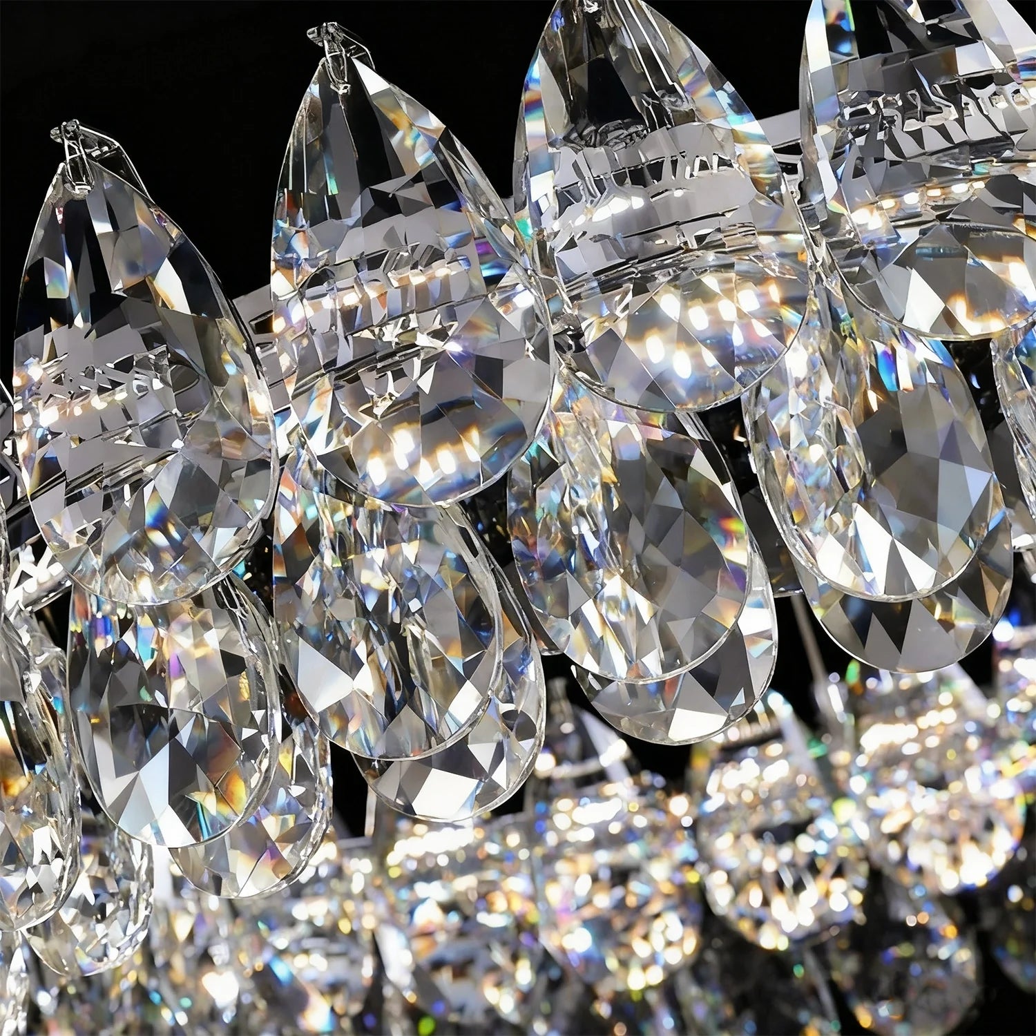 Close Up Of Crystal Dual Tier Water Drop Chandelier 20251029 Sofary Lighting