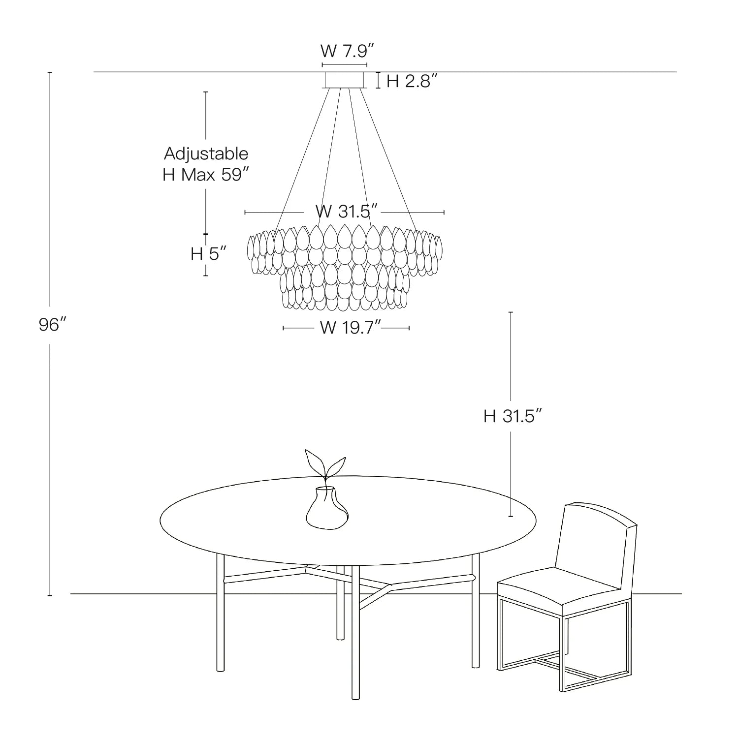 Dimension of Crystal Dual Tier Water Drop Chandelier 20251029 -Sofary Lighting