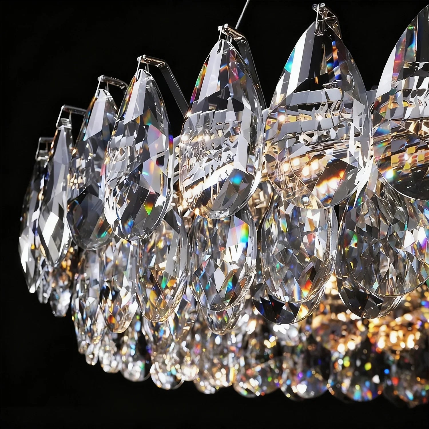 Close Up of Crystal Dual Tier Water Drop Chandelier 20251029 -Sofary Lighting