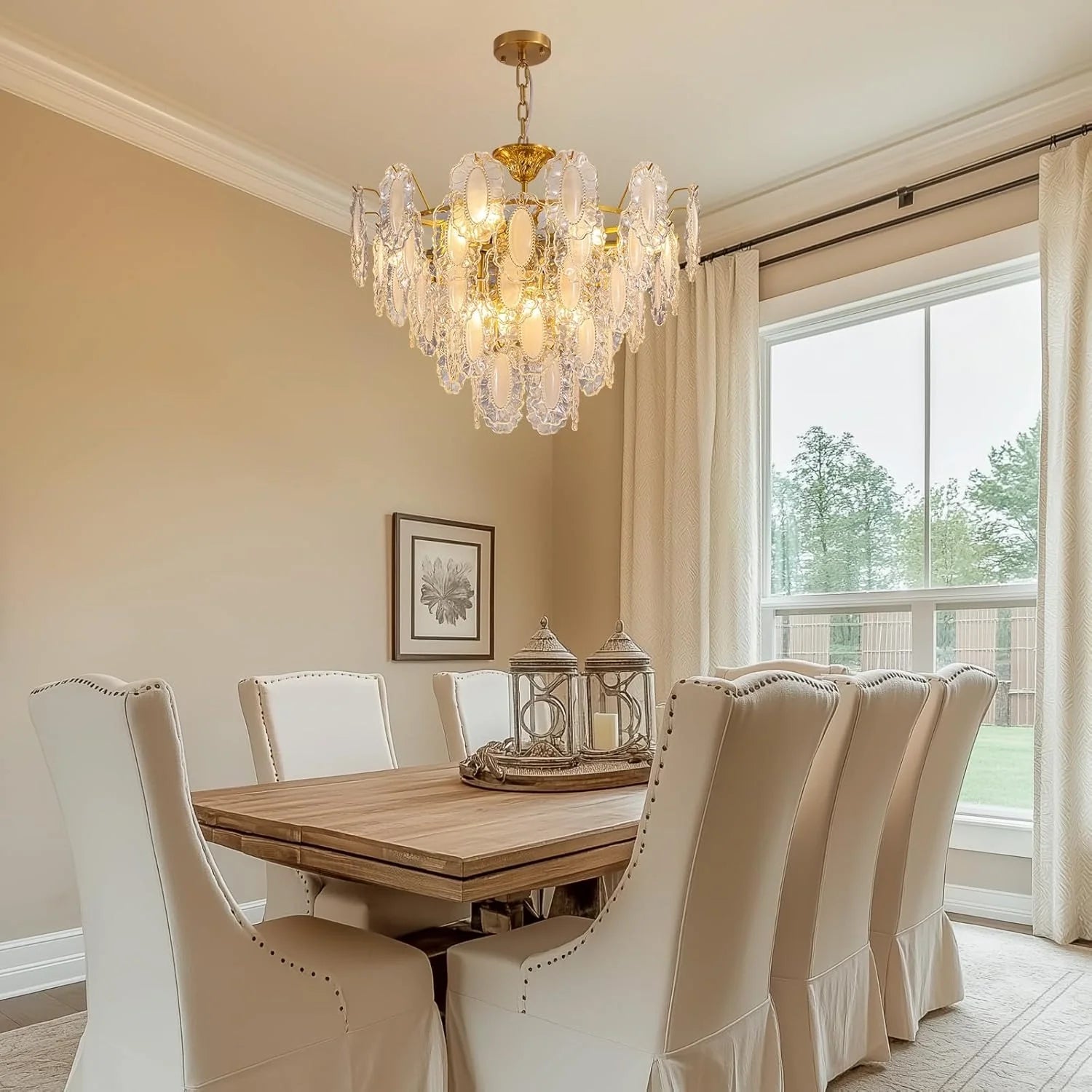Elegant Crystal Leaf Chandelier - Sofary Lighting