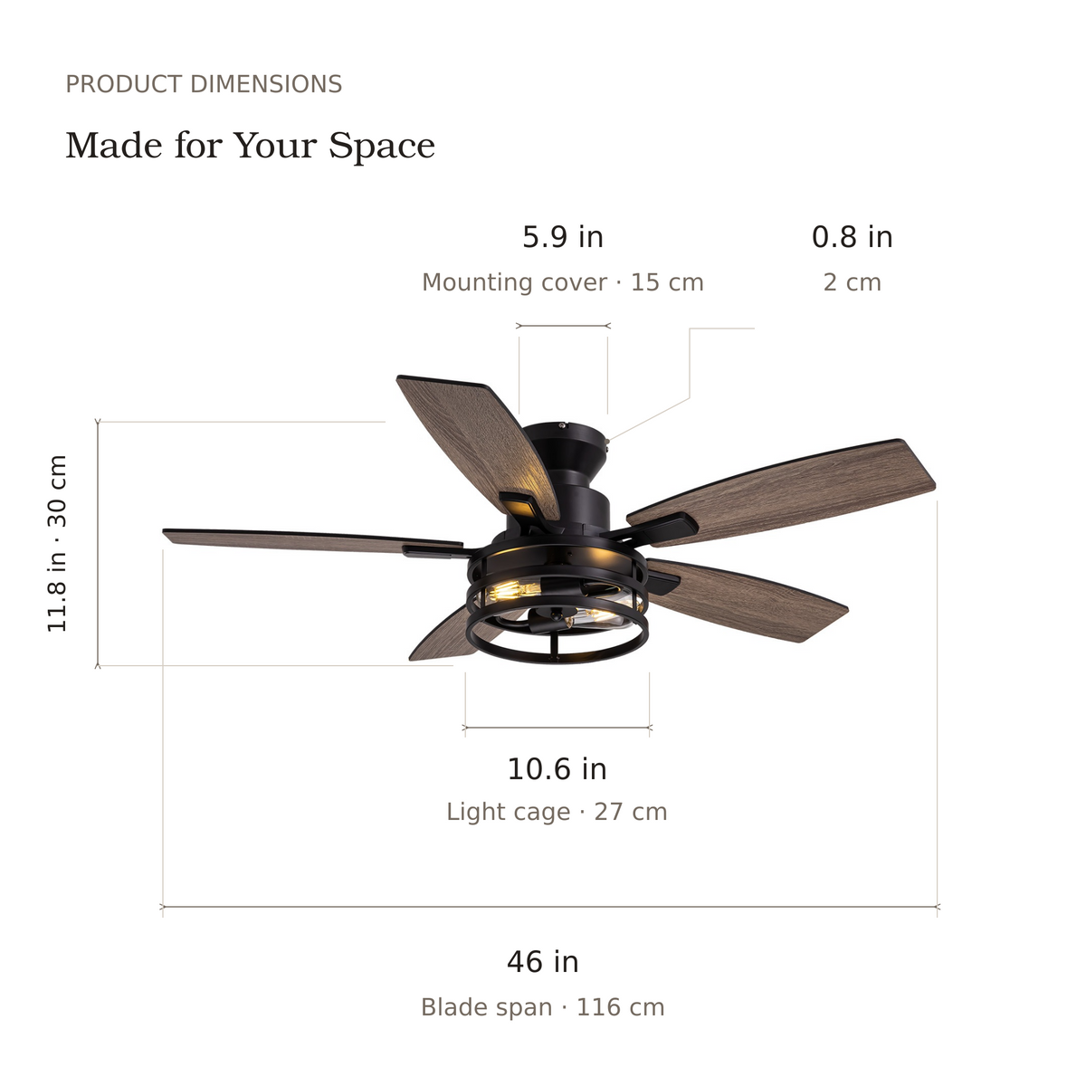 Orokin 52-In Flush Mount Farmhouse Caged Ceiling Fan