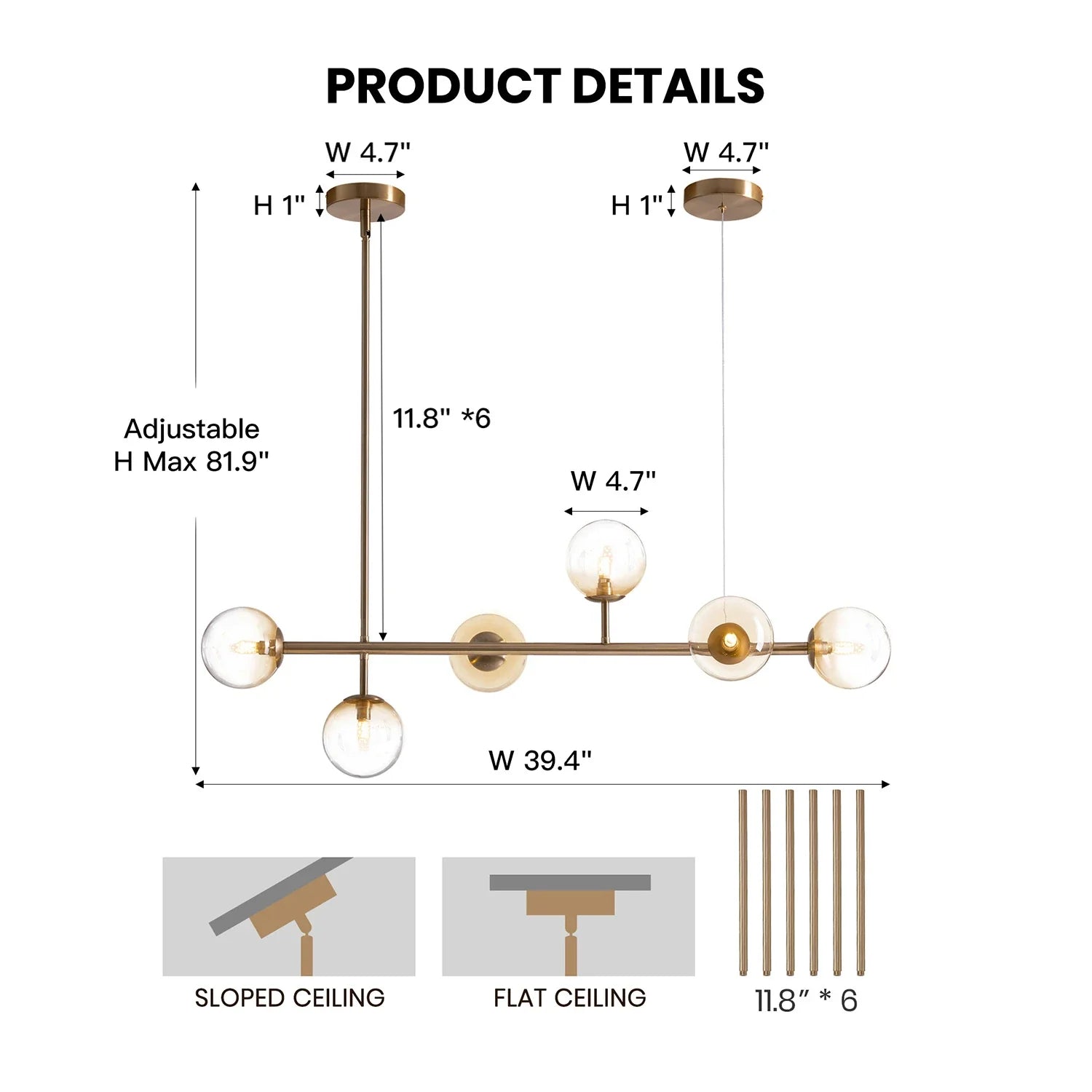 Gradient Glass Globe Chandelier for Dining Room 1 - Sofary Lighting