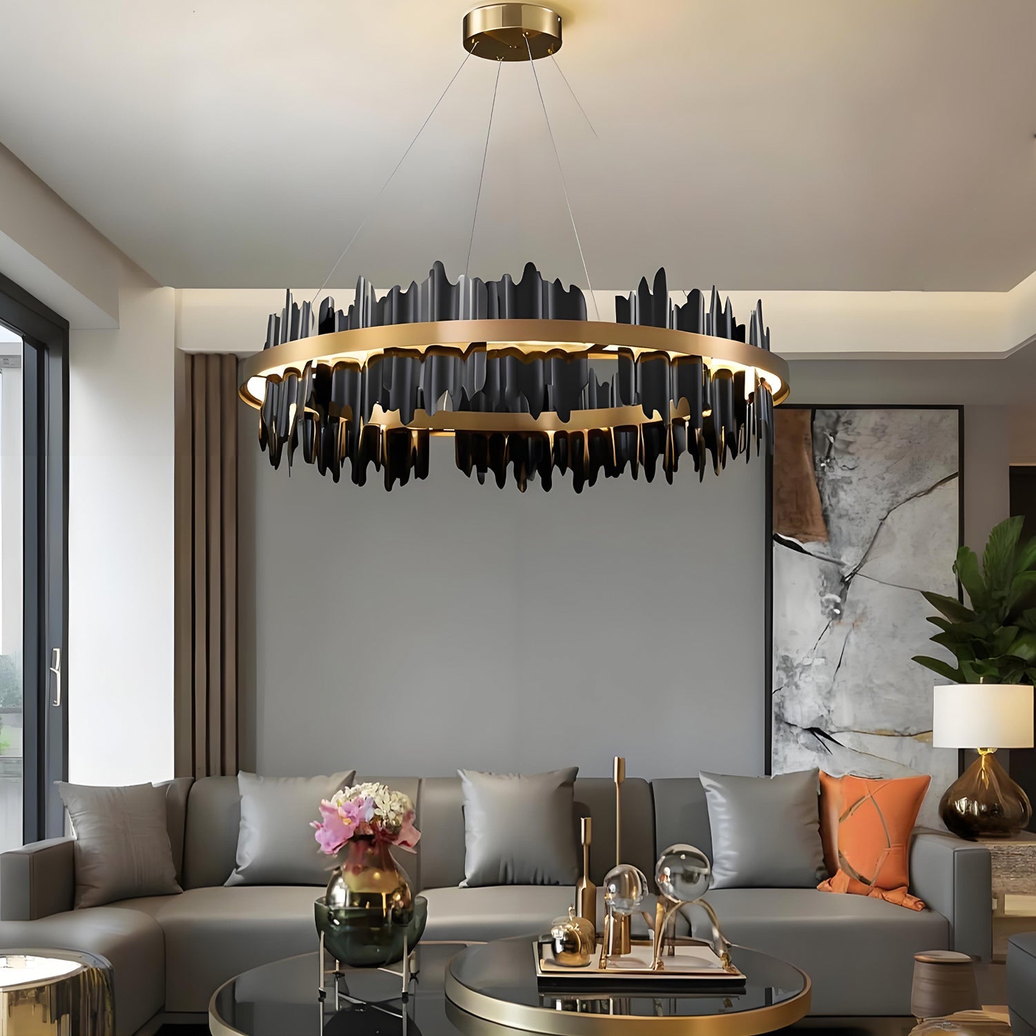 Iceberg-Round-Modern-Gold-Black-Chandelier-Sofary Lighting