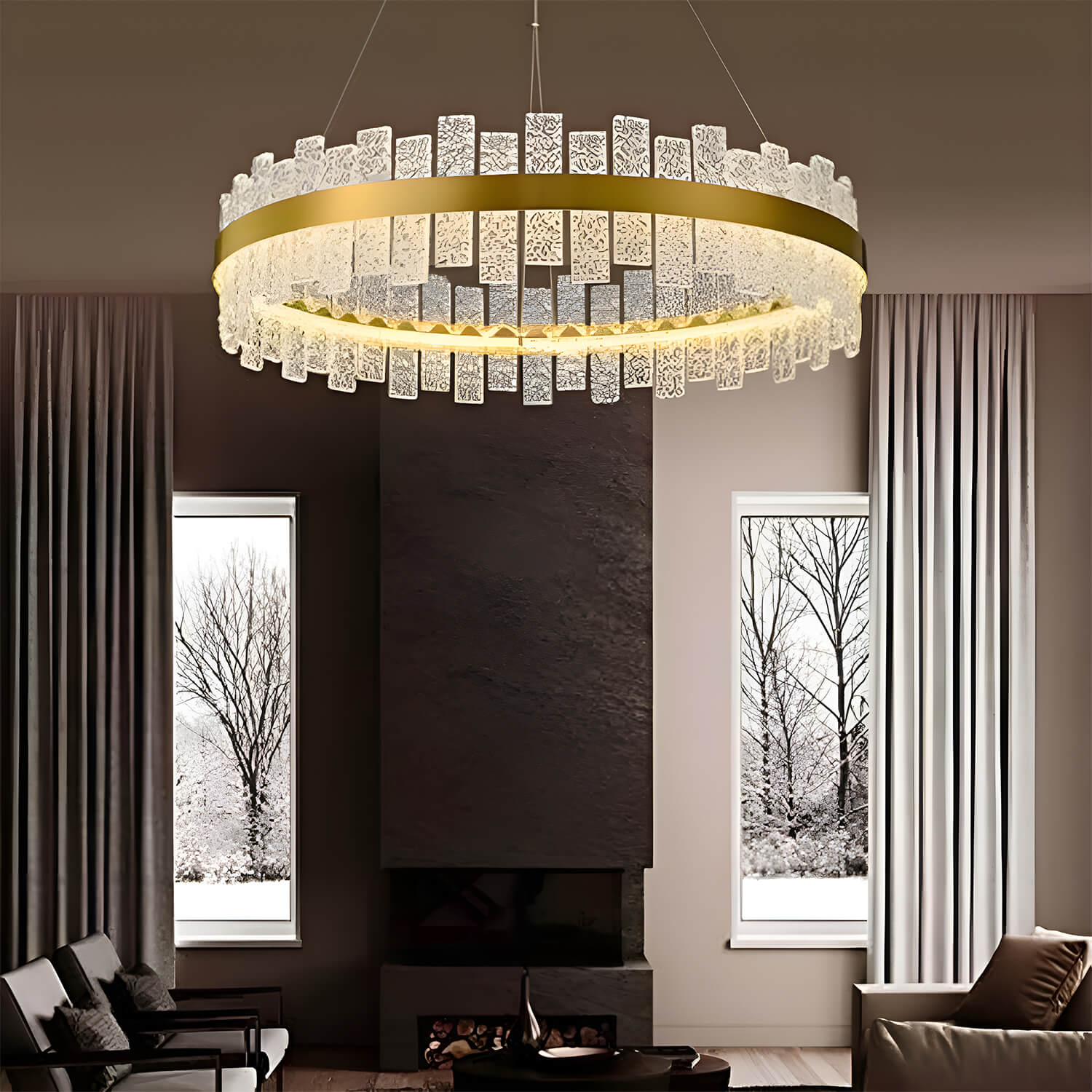 Light Luxury Round Living Room Chandelier-Living Room3 |Sofary