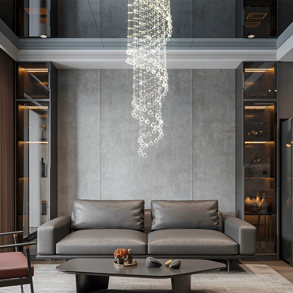 Modern-Spiral-Raindrop-Chandelier-living room | Siljoy