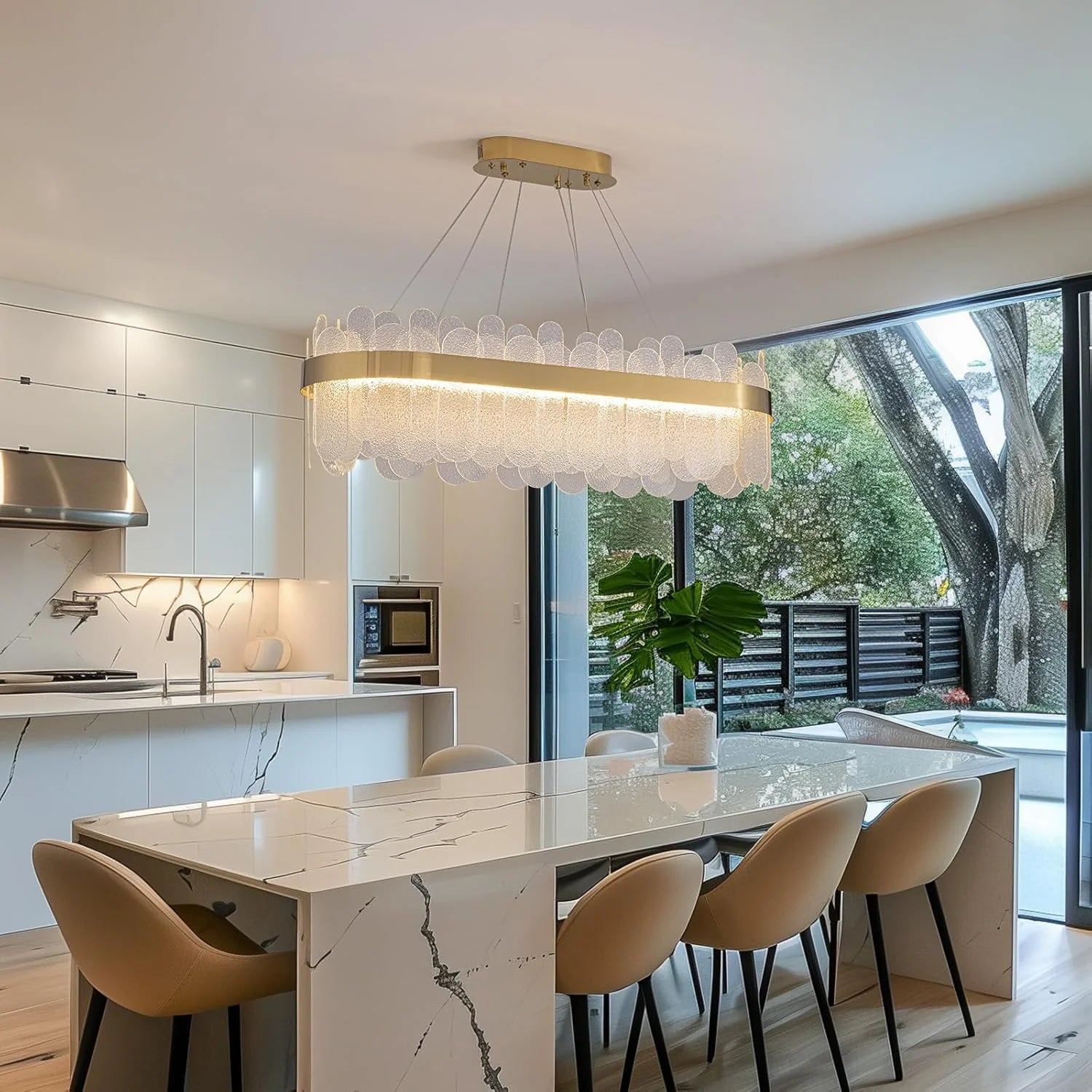 Modern Gold Rectangular Crystal Chandelier - Siljoy Lighting