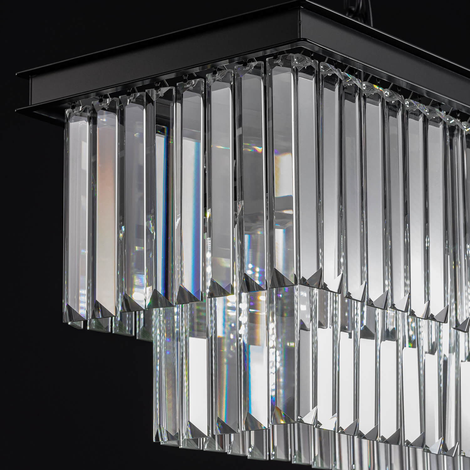 Modern Glam Black Metal Crystal Rectangular Chandelier for Dining Room and Kitchen Island | Sofary Lighting-ch028-20250623-14