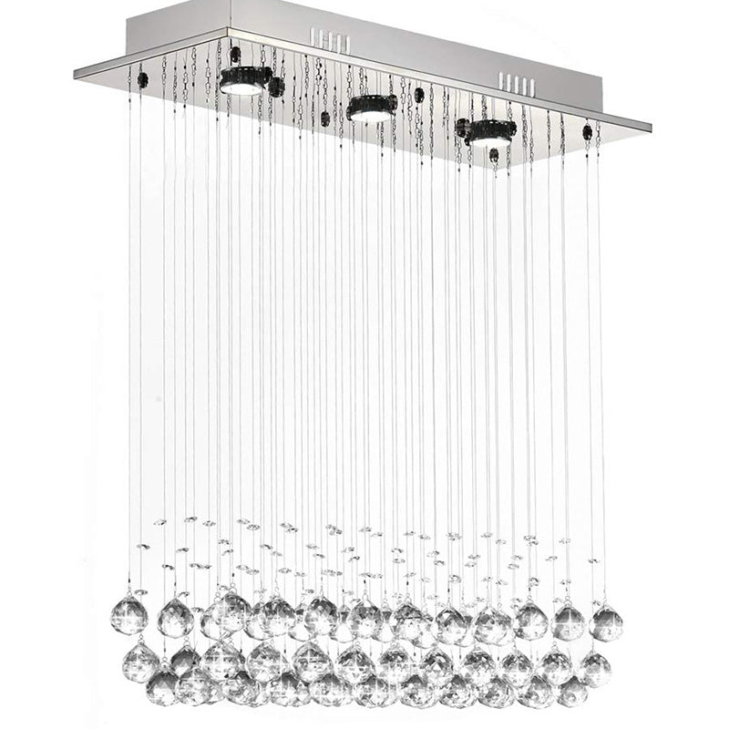 Modern Rectangular Crystal Ball Chandelier - Dining Table Ceiling Lamp