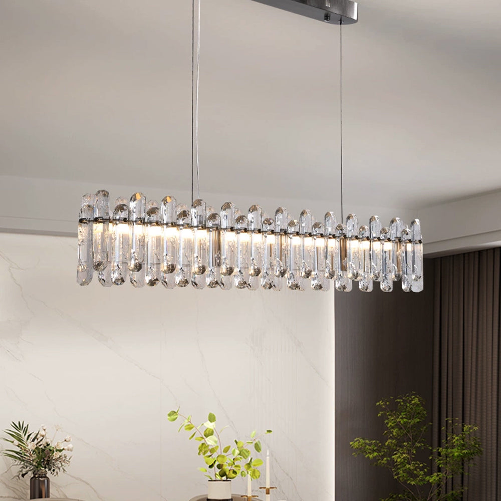 Premium Linear Crystal Chandelier in Chrome - Sofary Lighting