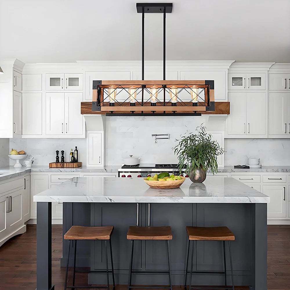 Rustic Beam 5-Light Farmhouse Chandelier - Sofary Lighting
