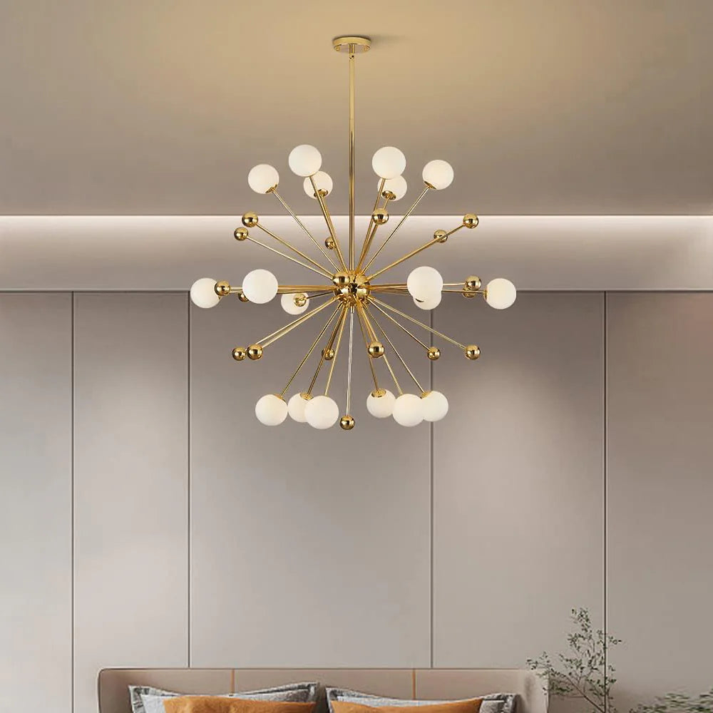 Modern Sputnik Gold Globe Chandelier – Mid-Century Hanging Light ...