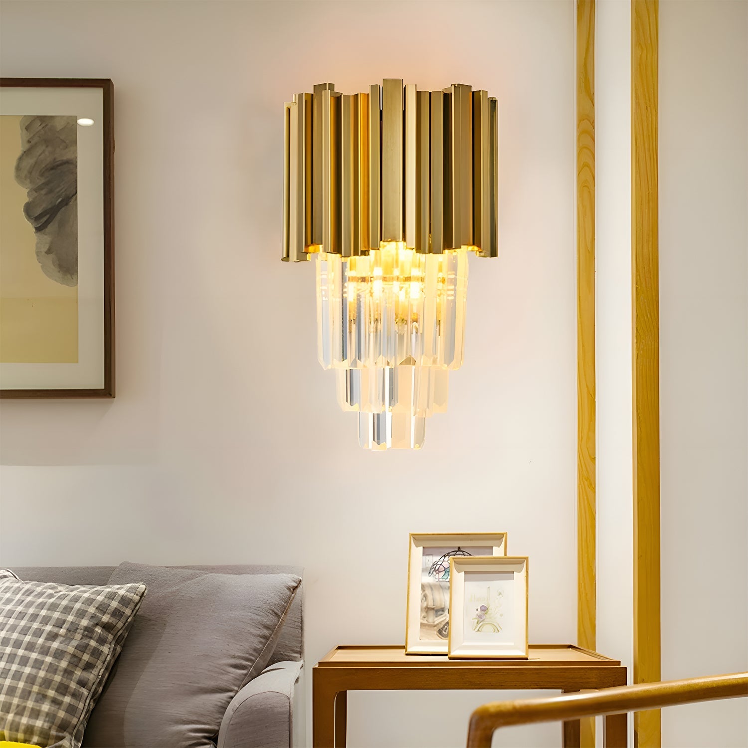 Cross-Border Modern Nordic Luxury Crystal Wall Lamp Simple Bedroom Bedside Decoration Atmospheric Living Room Background Wall Light Fixture-living-room-1 |Siljoy