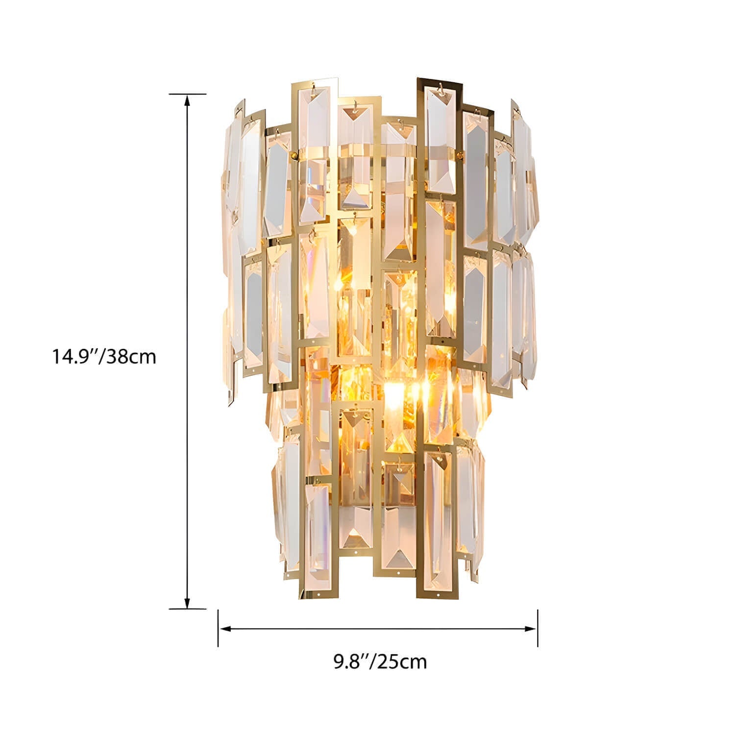 Postmodern Elegant Art Gold Crystal Wall Sconce Lamp for Indoor-size |Siljoy Lighting