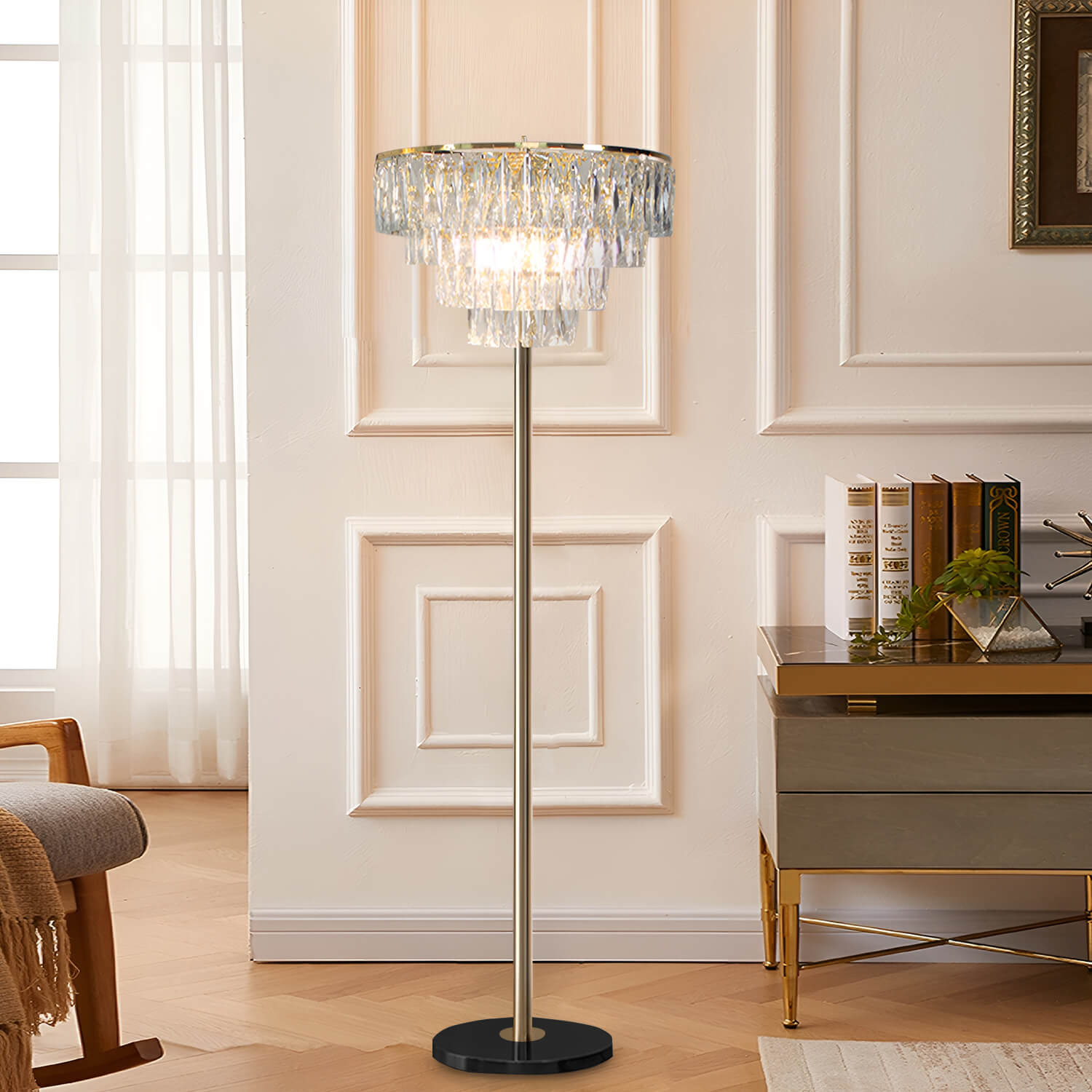 French Luxe Crystal Floor Lamp for Living Room and Bedroom -study-room|Siljoy