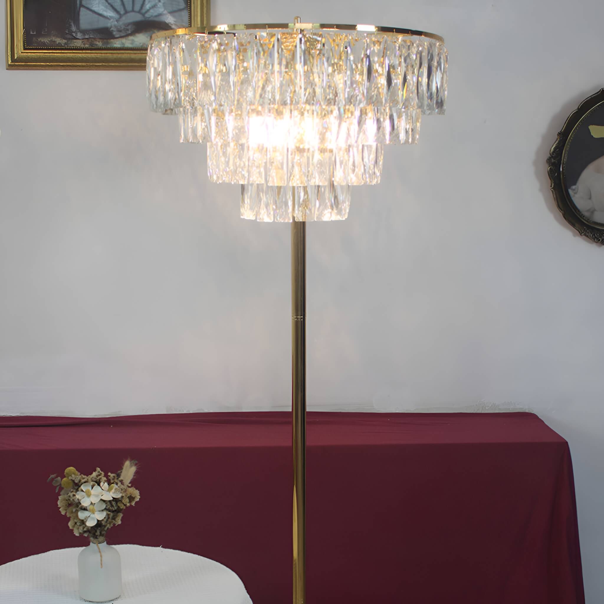 French Luxe Crystal Floor Lamp for Living Room and Bedroom -table-side|Siljoy