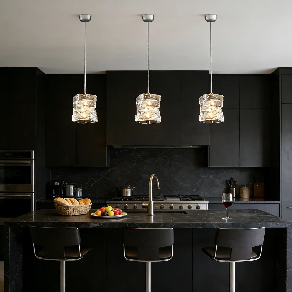 Modern Stacked Glass Pendant Light – Ice Cube Design for Dining Room ...
