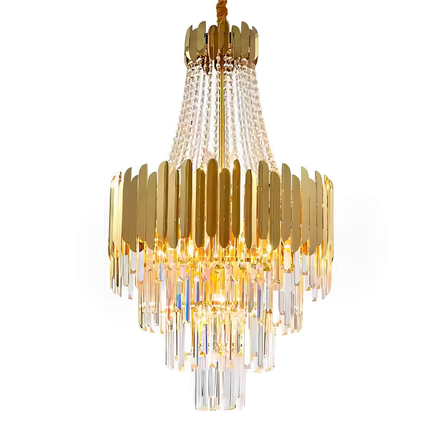 Golden Modern Luxury Living Room Crystal Chandelier front-view-white |Sofary