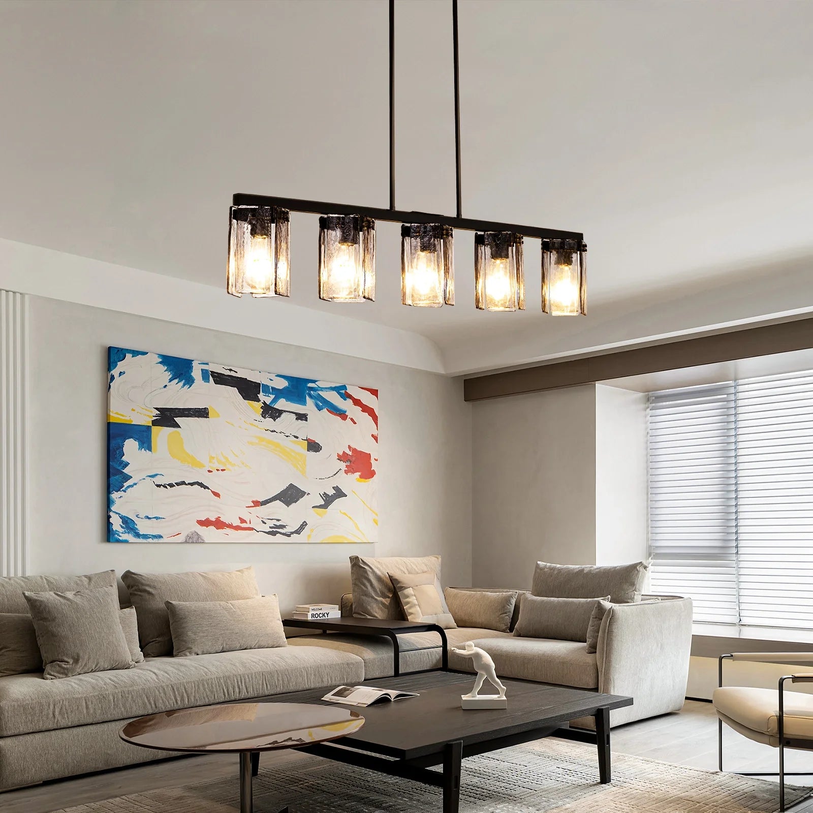 minimalist-smoked-glass-linear-chandelier-installed-in-the-living-room-sofary-lighting