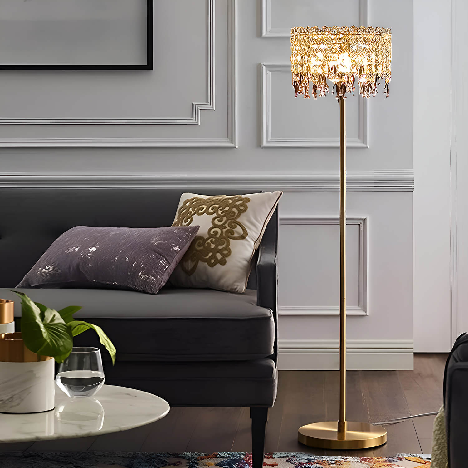 Modern Luxury Crystal Foor Lamp for Bedroom-living-room-1 |Siljoy