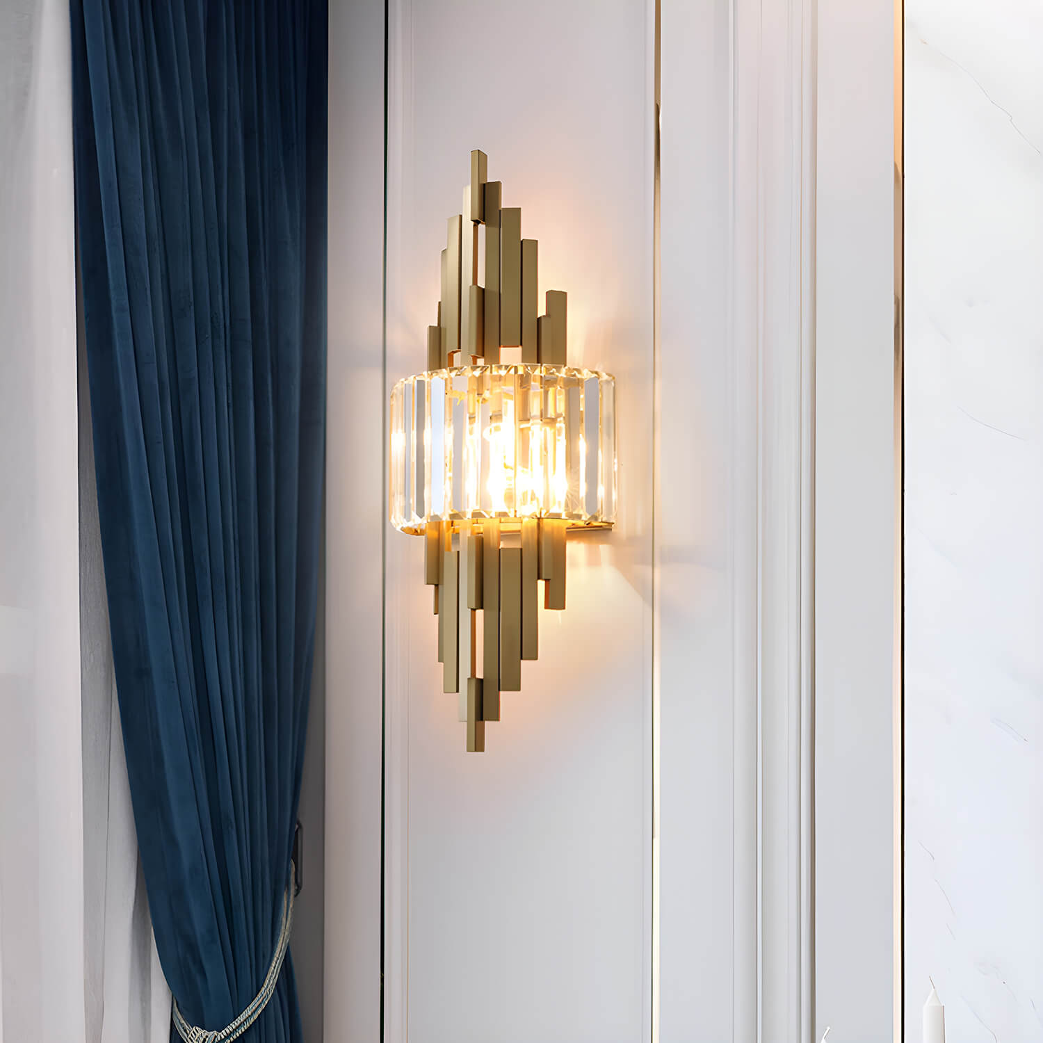 New Modern Luxury Crystal Wall Lamp for Living Room TV Background Wall Creative and Atmospheric Bedroom Bedside Wall Light-living-room-3 | Siljoy
