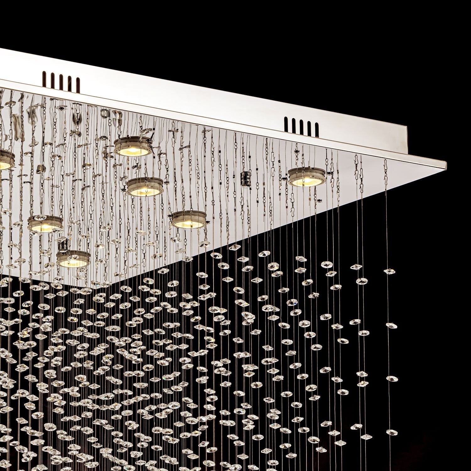 square-long-crystal-raindrop-chandelier-details-1 | Sofary Lighting