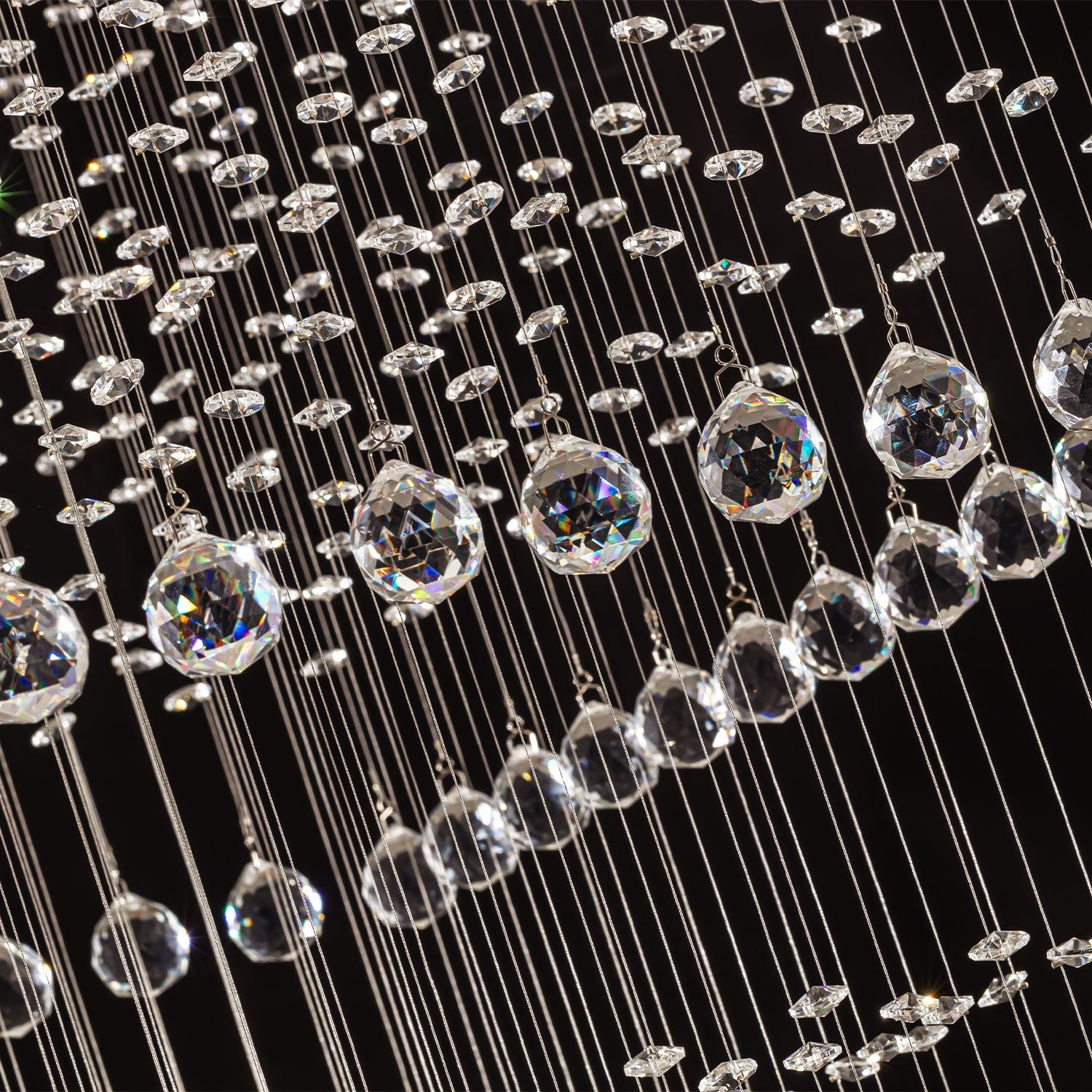 square-long-crystal-raindrop-chandelier-details-2 | Sofary Lighting