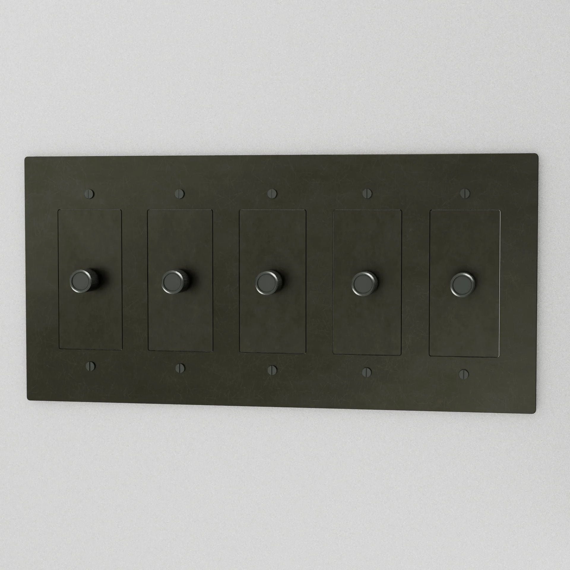 the-brass-3-way-rotary-dimmer-switch-bronze-with-patina-color-5-gang | Sofary Lighting
