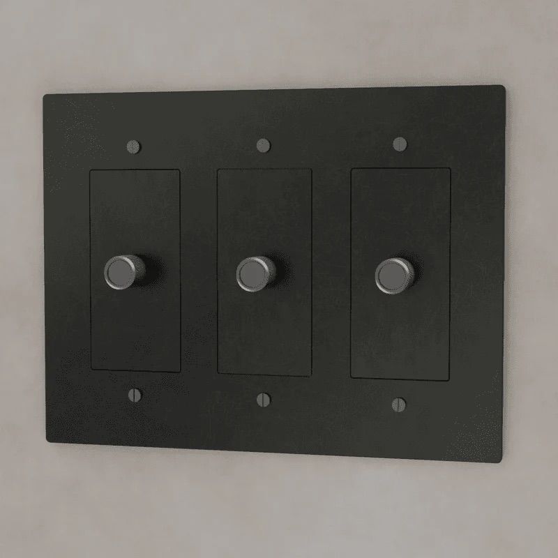 the-brass-3-way-rotary-dimmer-switch-night-black-color-3-gang | Sofary Lighting