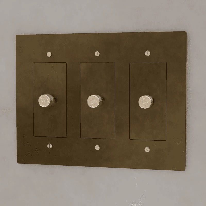 the-brass-3-way-rotary-dimmer-switch-vintage-brass-with-patina-color-3-gang | Sofary Lighting