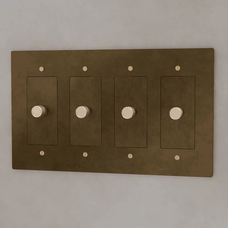 the-brass-3-way-rotary-dimmer-switch-vintage-brass-with-patina-color-4-gang | Sofary Lighting