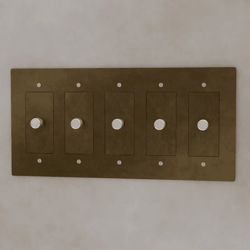 the-brass-3-way-rotary-dimmer-switch-vintage-brass-with-patina-color-5-gang | Sofary Lighting