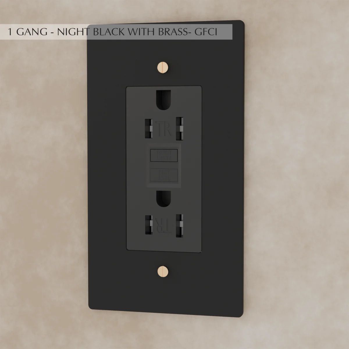 the-brass-outlet-night-black-with-brass-gfci-1-gang | Sofary Lighting
