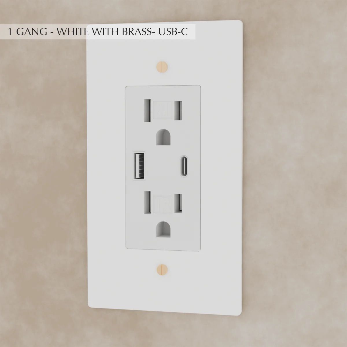 the-brass-outlet-white-with-brass-usb-1-gang | Sofary Lighting