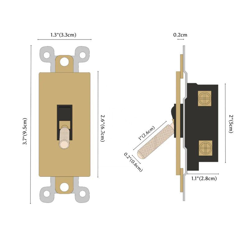 the-brass-toggle-switch-dimension-1 | Sofary Lighting