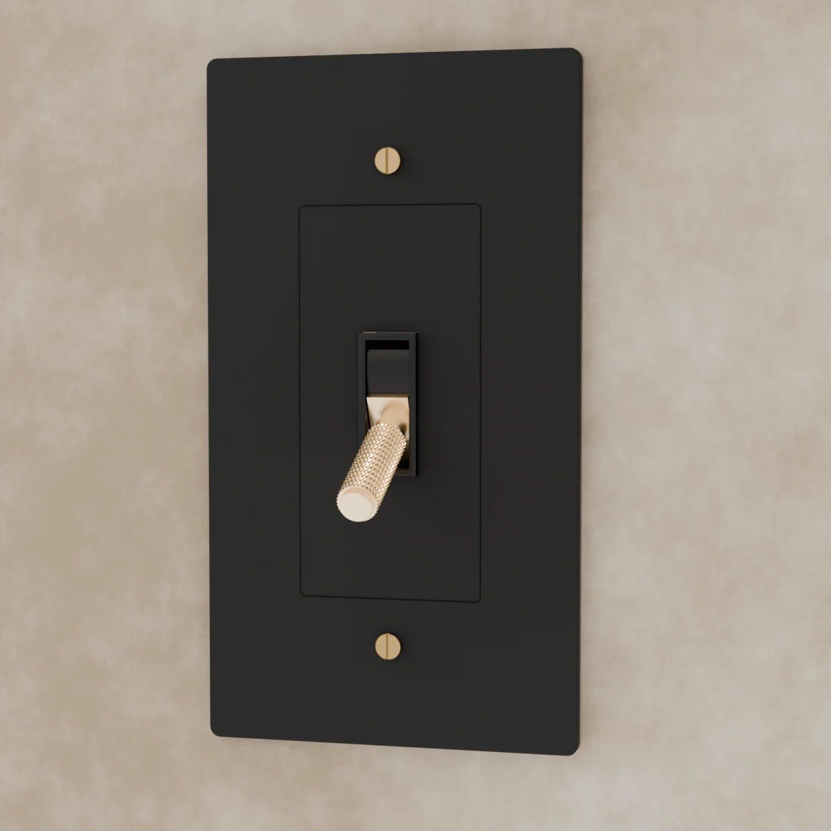 the-brass-toggle-switch-night-black-with-brass-1-gang | Sofary Lighting