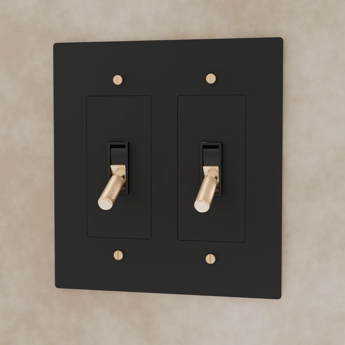 the-brass-toggle-switch-night-black-with-brass-2-gang | Sofary Lighting
