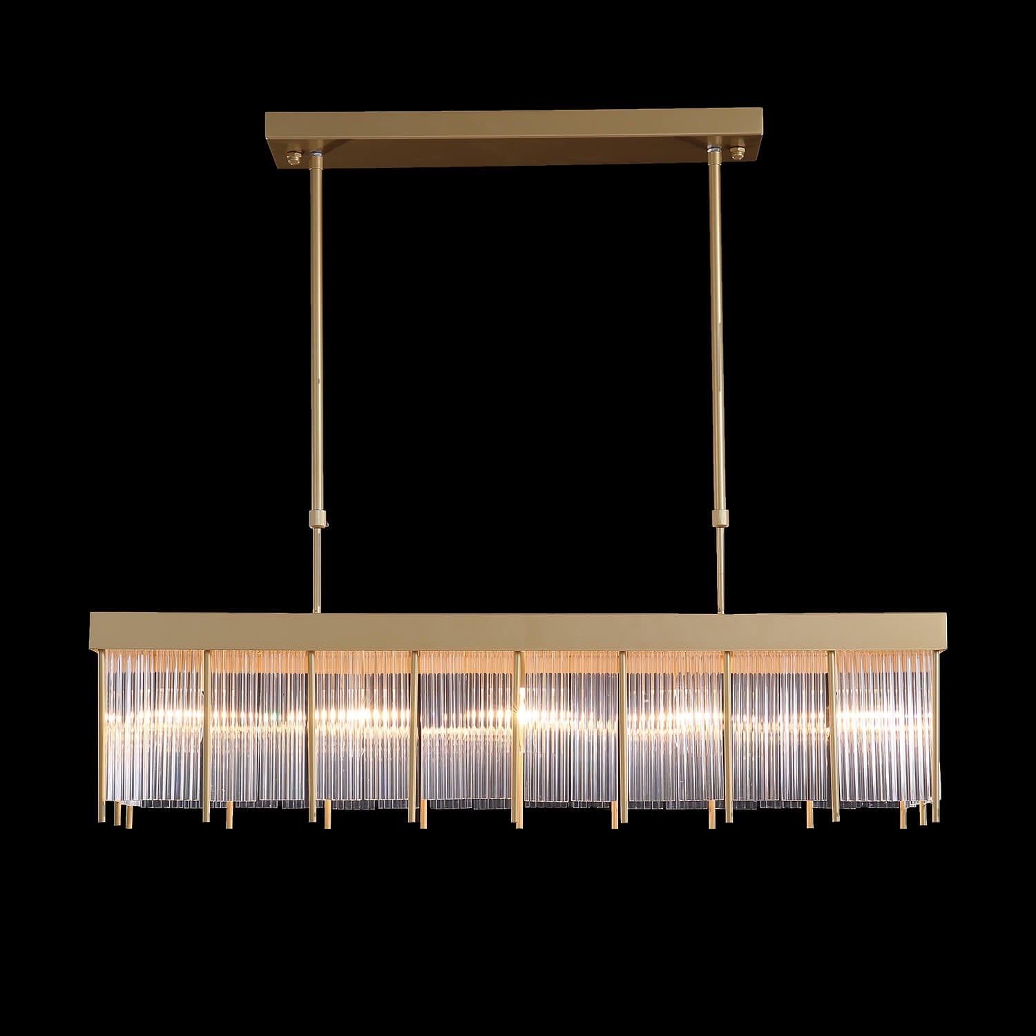 Rectangular Gold Frame Chandelier For Kitchen